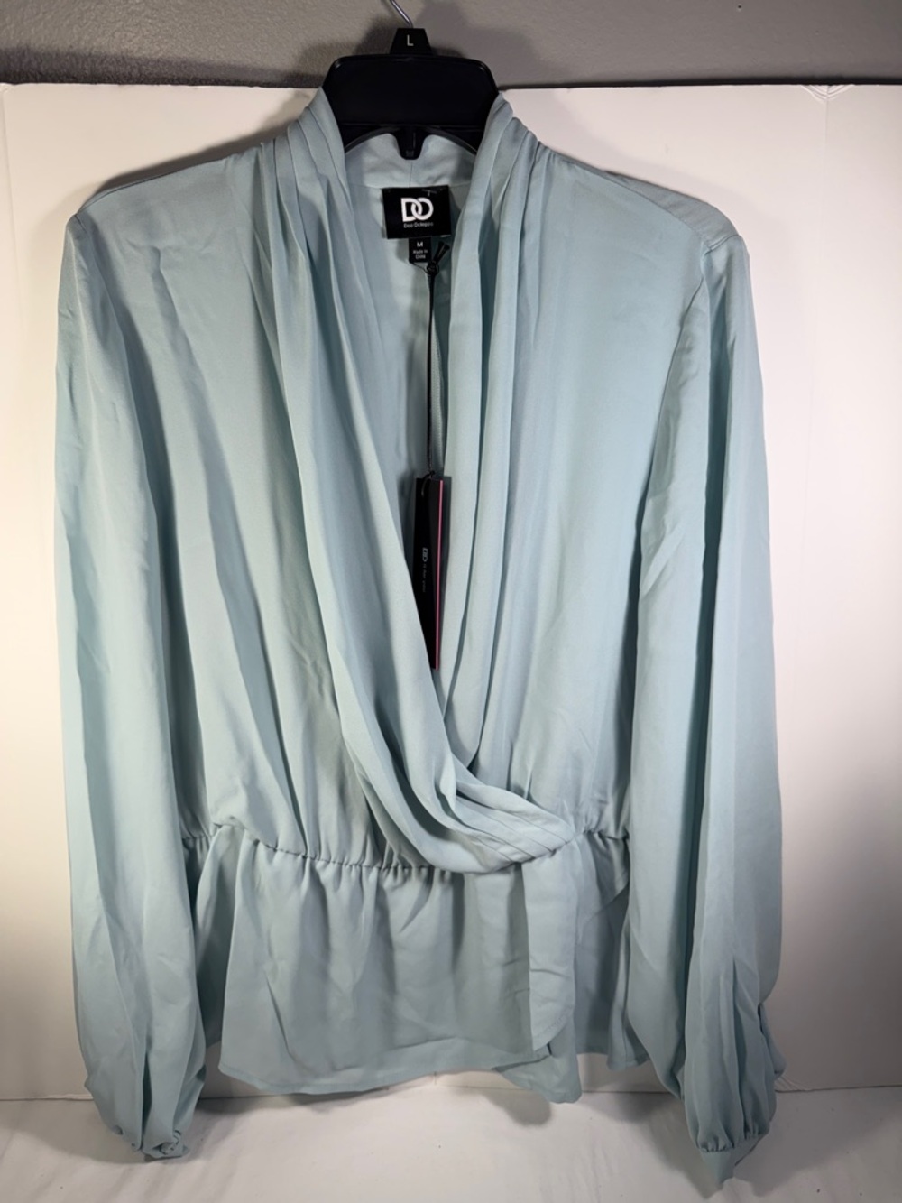 DD Soft Blue Draped Surplice Blouse mint green
